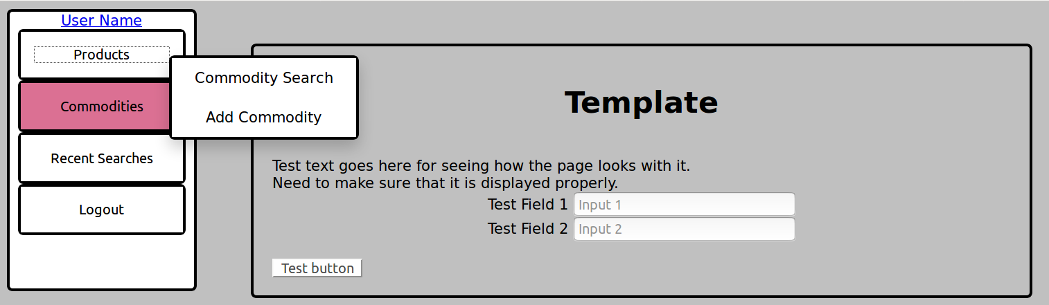 Screenshot of the template page.